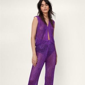 NASTY GAL METALLIC KNIT SET 💜 NWT!